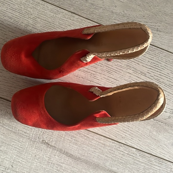 LAMB size 6.5US platform red orange stiletto platforms suede and leather Ariel - Picture 5 of 10